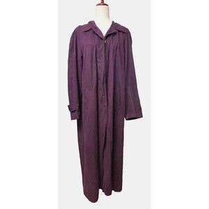SANYO Carol Cohen Trench Coat Women’s 12 Purple Coated Cotton Canvas Rain Long